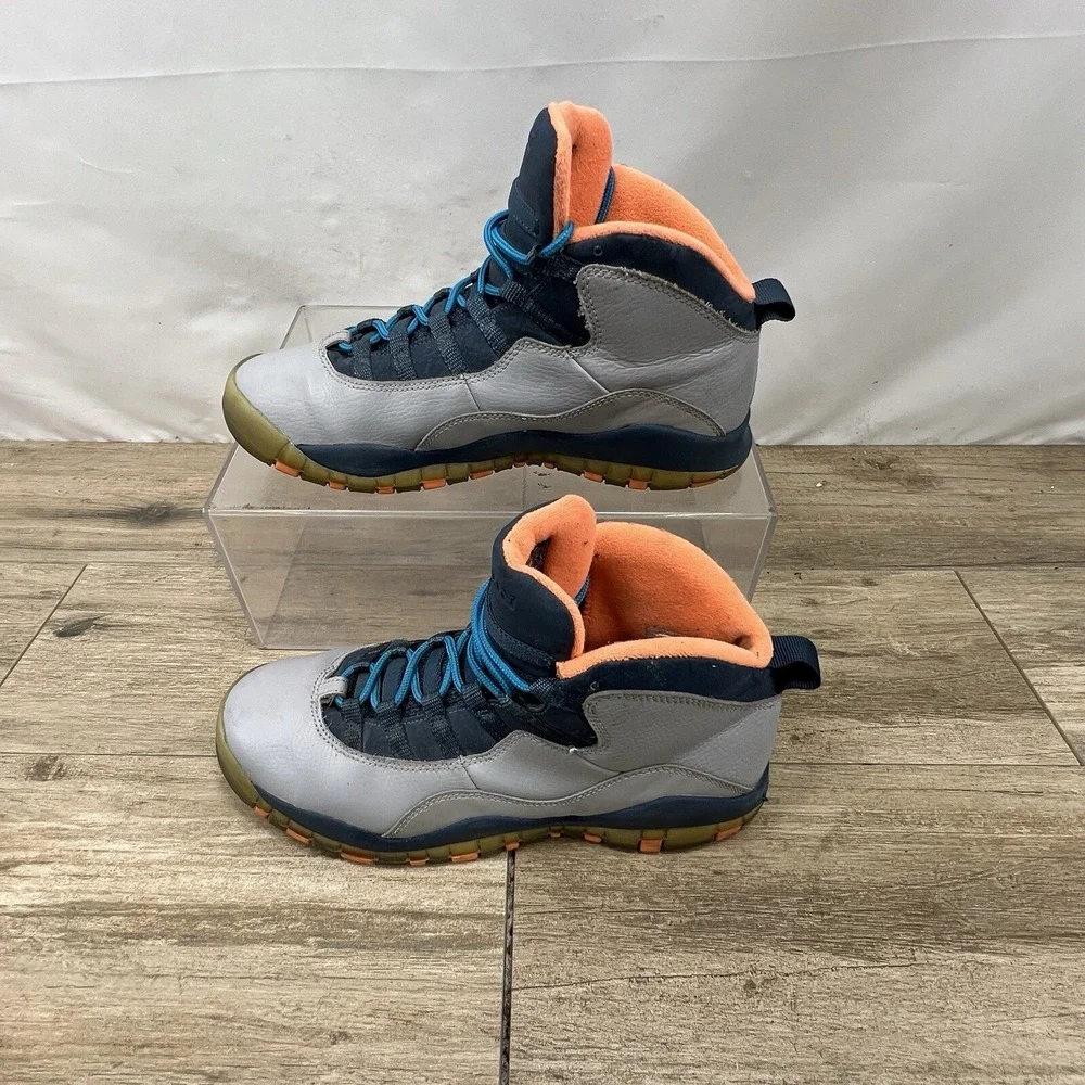 AIR JORDAN 10 RETRO Youth Size‎ 7 BOBCATS KD 310806-026 WOLF GREY ORANGE BLUE